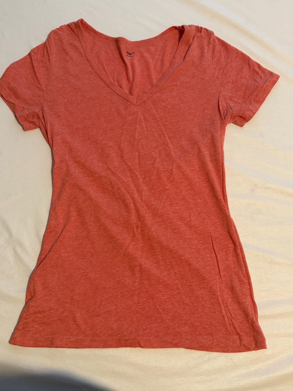 GAP Heathered Coral V-Neck Short Sleeve Tee